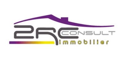 Logo de 2RC Consult Immobilier avec un toit violet.