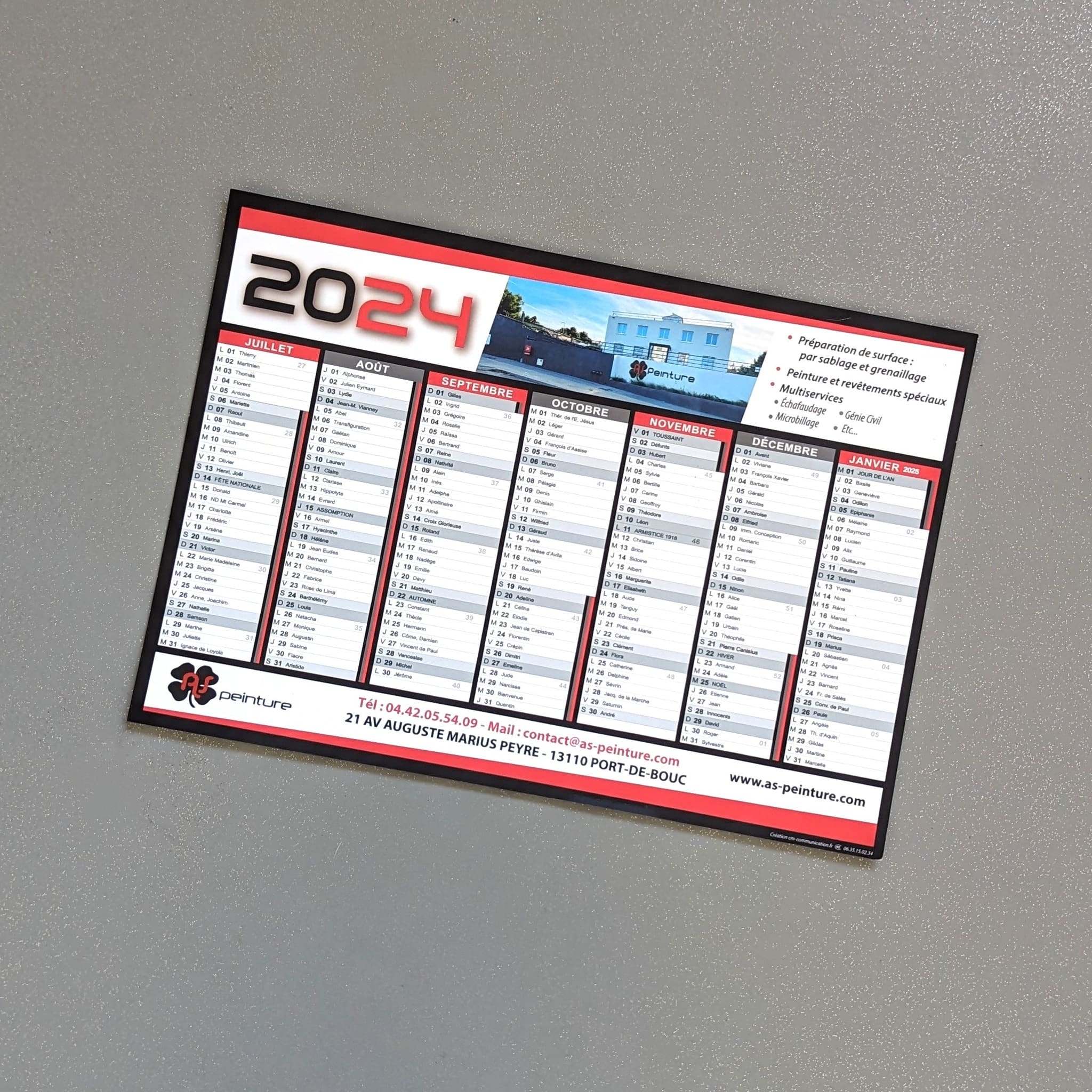 AS Peinture- calendrier personalisé- objet publicitaire- cmcommunication