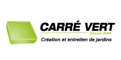 Logo Carré Vert avec carré vert 3D et texte noir et vert.