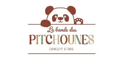 Logo de La bande des Pitchounes avec une tête de panda stylisée et une typographie multicolore.