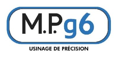Logo de l’entreprise M.P.g6 avec la mention « Usinage de précision ».