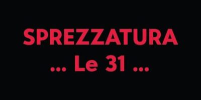 Logo de l'enseigne “Sprezzatura – Le 31”, en lettres rouges sur fond noir, avec une typographie épurée et moderne.