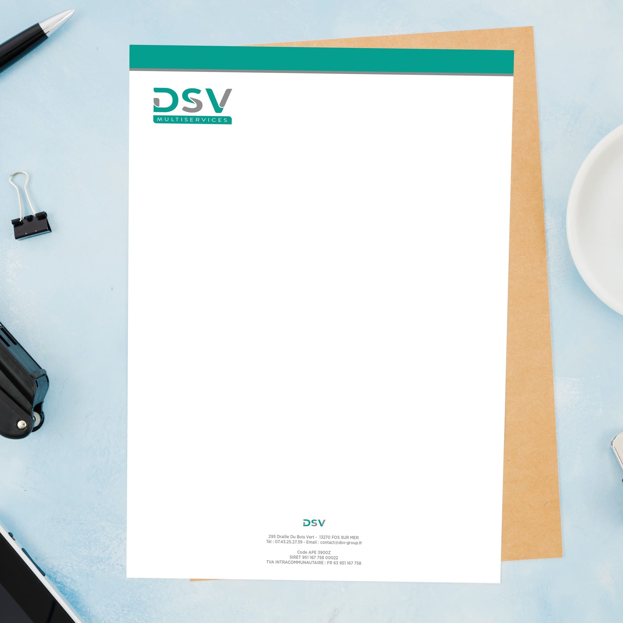 Papier en-tête personnalisé pour DSV Multiservices